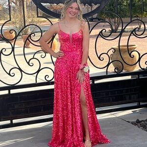 Alyce Paris Vibrant Pink Sequin Prom Dress